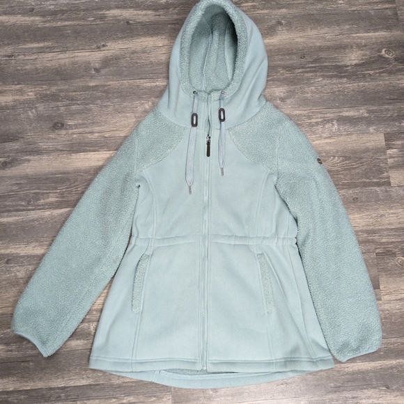 Koolaburra by UGG Bonded Fleece Jacket with Cinch Waist Silver Green - Picture 2 of 11